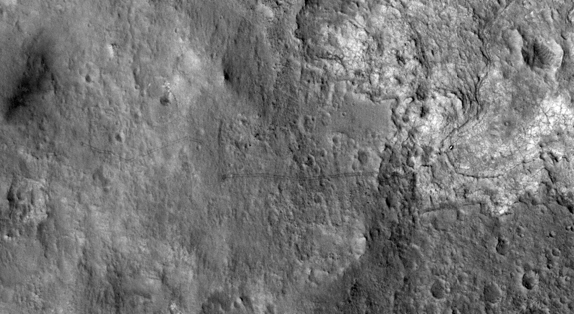 Mars Rover Curiosity's Tracks Seen From Space